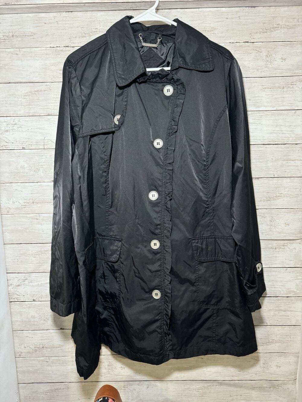 Womens Jou Jou Black Trench Coat Plus Size 3X
